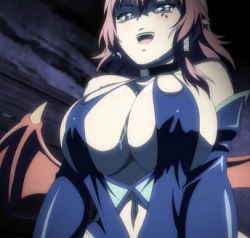 Rule 34 | 10s, animated, animated gif, assertive female, bouncing breasts, breasts, censored, covered erect nipples, cowgirl position, cum, cum on body, cum on breasts, cum on upper body, curvy, demon girl, fang, girl on top, horns, huge breasts, kyonyuu fantasy, lowres, naughty face, red hair, sex, shamsiel shahar, smile, stitched, straddling, sweat, third-party edit, wings, yellow eyes