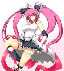 Rule 34 | 1girl, aoguu, bad id, beatmania, beatmania iidx, boots, breasts, elbow gloves, gloves, large breasts, long hair, mizushiro celica, nipples, pink eyes, pink hair, solo, twintails