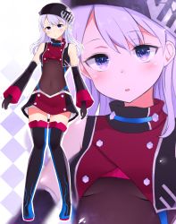 Rule 34 | 1girl, boots, commentary request, covered navel, detached sleeves, dress, gloves, hat, highres, light purple hair, long hair, neit ni sei, open mouth, original, purple eyes, solo, thigh boots, thighhighs, virtual youtuber, wide sleeves, zettai ryouiki, zoom layer