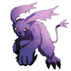 Rule 34 | digimon, digimon (creature), gazimon, highres, purple fur, red eyes, simple background, solo, white background