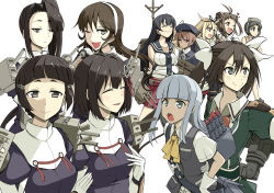 Rule 34 | &gt;:o, 10s, 6+girls, :o, ^ ^, agano (kancolle), ahoge, aqua hair, ashigara (kancolle), bare shoulders, black hair, blonde hair, blunt bangs, blush, bow, bowtie, breasts, brown hair, closed eyes, clothes writing, crossed arms, diving mask, diving mask on head, double bun, gloves, goggles, goggles on head, haguro (kancolle), hair bun, hair flaps, hair ribbon, hands on own hips, hat, hatsukaze (kancolle), highres, kantai collection, large breasts, long hair, looking at viewer, machinery, maru-yu (kancolle), military, military uniform, multiple girls, myoukou (kancolle), nachi (kancolle), naka (kancolle), neckerchief, one eye closed, open mouth, pleated skirt, red skirt, remodel (kantai collection), ribbon, sailor collar, sailor hat, scarf, school uniform, short hair, side ponytail, simple background, skirt, smile, tone (kancolle), tsuji kazuho, tsuji kazuo, twintails, uniform, v-shaped eyebrows, vest, wavy mouth, white background, white gloves, white scarf, yuudachi (kancolle), z3 max schultz (kancolle)