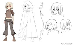 Rule 34 | 1girl, character sheet, copyright name, female focus, looking at viewer, partially colored, pixiv fantasia, pixiv fantasia 5, red eyes, short hair, simple background, sky-freedom, solo, upper body, weapon, white background