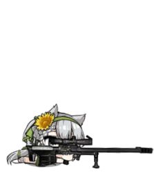 Rule 34 | 1girl, :d, aged down, animal ears, animated, animated gif, anti-materiel rifle, blush stickers, bolt-action rifle, bolt action, braid, breasts, bullpup, closed mouth, dress, easel, flower, full body, girls&#039; frontline, green dress, green eyes, green hairband, green ribbon, grey hair, gun, hair between eyes, hair flower, hair ornament, hair ribbon, hairband, holding, holding brush, holding easel, ksvk (angel&#039;s paint brush) (girls&#039; frontline), ksvk (girls&#039; frontline), ksvk 12.7, long hair, lowres, lying, muzzle device, official alternate costume, official art, on stomach, open mouth, paintbrush, painting (action), painting (object), palette (object), pandea work, ponytail, ribbon, rifle, sandals, simple background, smile, sniper rifle, solo, standing, sunflower, table, very long hair, weapon, white background