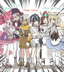 Rule 34 | 2boys, 4girls, animal ear fluff, animal ears, arknights, boy scout, bubble (arknights), chestnut (arknights), eyepatch, fox ears, fox girl, fox tail, hairband, holding, holding stuffed toy, horns, medical eyepatch, minimalist (arknights), misago33695466, morte (arknights), multiple boys, multiple girls, pencil behind ear, popukar (arknights), rhinoceros ears, rhinoceros girl, shamare (arknights), single horn, stuffed toy, suzuran (arknights), tail
