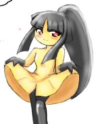 Rule 34 | 1girl, blush, creatures (company), female focus, furry, game freak, gen 3 pokemon, looking at viewer, mawile, nintendo, pokemon, pokemon (creature), red eyes, solo