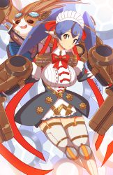Rule 34 | 1boy, 1girl, alternate costume, android, apron, breasts, enmaided, frills, hat, highres, jellcaps, large breasts, maid, maid apron, maid headdress, mob cap, poppi (xenoblade), poppi qt (xenoblade), puffy sleeves, skirt, tora (xenoblade 2), waist apron, xenoblade chronicles (series), xenoblade chronicles 2