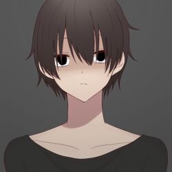 Rule 34 | 1boy, avatar generator, black eyes, brown hair, expressionless, grey background, looking at viewer, male focus, non-web source, original, picrew, solo