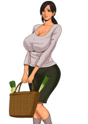 Rule 34 | bag, breasts, cleavage, groceries, grocery bag, large breasts, mature female, ponytail, shopping bag, yojouhan shobou