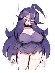 Rule 34 | 1girl, alternate breast size, breasts, cleavage, creatures (company), game freak, hex maniac (pokemon), highres, kaziedell, large breasts, nintendo, pokemon, pokemon xy, purple eyes, purple hair, solo