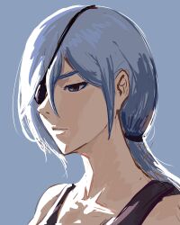 Rule 34 | 1girl, absurdres, black tank top, chainsaw man, collarbone, commentary, expressionless, eyepatch, grey eyes, grey hair, hair between eyes, highres, ponytail, portrait, quanxi (chainsaw man), ronillust, solo, tank top