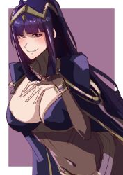Rule 34 | 1girl, black hair, blush, bodysuit, breasts, cape, cleavage, fire emblem, fire emblem awakening, highres, large breasts, long hair, nintendo, tharja (fire emblem), to (tototo tk), twintails