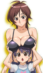 Rule 34 | &gt;:o, 00s, 2girls, :&lt;, :o, age difference, amaha masane, amaha rihoko, bikini, bikini top only, blush, breast lift, breast rest, breasts, breasts on head, brown eyes, brown hair, chestnut mouth, child, cleavage, large breasts, mature female, mother and daughter, multiple girls, onee-loli, short hair, size difference, swimsuit, thick eyebrows, ueyama michirou, v-shaped eyebrows, witchblade, yuri