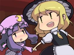 Rule 34 | 2girls, blueberry (5959), chibi, female focus, holding hands, hat, kirisame marisa, multiple girls, patchouli knowledge, touhou, witch, witch hat