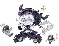 Rule 34 | &gt;:), &gt; &lt;, 10s, 1girl, :d, > <, abyssal ship, amputee, black gloves, blush stickers, c:, chibi, colored skin, destroyer princess, closed eyes, gloves, ha-class destroyer, hair ribbon, headgear, i-class destroyer, itsukia, kantai collection, long hair, looking at viewer, machinery, navel, open mouth, purple eyes, ribbon, school uniform, serafuku, side ponytail, simple background, smile, turret, v-shaped eyebrows, white background, white hair, white skin, xd