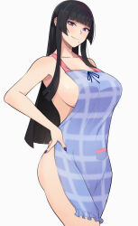Rule 34 | 1girl, apron, breasts, dead or alive, large breasts, long hair, naked apron, nyotengu, solo