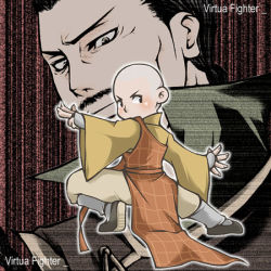 Rule 34 | 2boys, bald, chibi, chinese clothes, facial hair, fighting stance, lau chan, lei-fei, lowres, multiple boys, mustache, shaolin monk, virtua fighter, wide sleeves