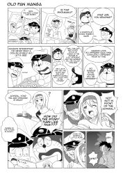 Rule 34 | 10s, 1girl, 3boys, admiral (kancolle), bell, neck bell, cheating (relationship), collar, comic, commentary, crossover, crying, crying with eyes open, doraemon, doraemon (character), drooling, english text, glasses, gloves, greyscale, hat, headband, highres, kantai collection, manga (object), military, military uniform, monochrome, multiple boys, muneate, naval uniform, netorare, nobi nobita, non-human admiral (kancolle), partially fingerless gloves, partly fingerless gloves, peaked cap, revision, sexually suggestive, shaded face, shoukaku (kancolle), sweat, tea, tears, uniform, wangphing, yugake