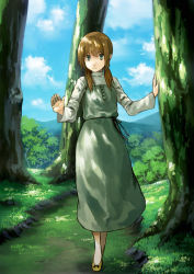 Rule 34 | dress, flat chest, forest, houru, nature, solo, tree, twintails