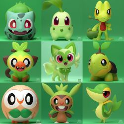 Rule 34 | 3d, animal focus, artist name, bird, bright pupils, bulbasaur, cat, chespin, chikorita, commentary, creatures (company), english commentary, fangs, fangs out, game freak, gen 1 pokemon, gen 2 pokemon, gen 3 pokemon, gen 4 pokemon, gen 5 pokemon, gen 6 pokemon, gen 7 pokemon, gen 8 pokemon, green background, grookey, hand on own hip, henry vargas, highres, monkey, mouth hold, nintendo, open mouth, owl, pokemon, pokemon (creature), rowlet, snivy, sprigatito, stalk in mouth, treecko, turtle, turtwig, white pupils