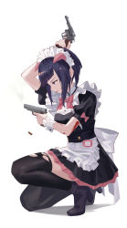 Rule 34 | 1girl, akiba maid sensou, dual wielding, gun, highres, holding, maid headdress, mannen ranko, solo, weapon