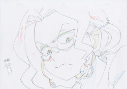 Rule 34 | 10s, 1boy, close-up, color trace, commentary, glasses, highres, iori shirou, key frame, kill la kill, mask, official art, production art, sketch, trigger (company)