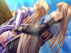 Rule 34 | 1girl, blonde hair, blue eyes, game cg, long hair, mashou no nie, penis, sarah katousha, uncensored, underwear