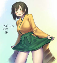 Rule 34 | 10s, 1girl, black hair, brown eyes, h kasei, hiryuu (kancolle), japanese clothes, kantai collection, personification, short hair, solo
