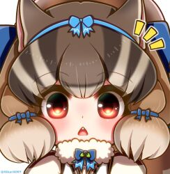Rule 34 | 1girl, chipmunk costume, chipmunk ears, chipmunk girl, hikarikmy, kemono friends, kemono friends v project, looking at viewer, siberian chipmunk (kemono friends), simple background, solo, virtual youtuber