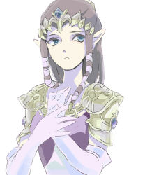 Rule 34 | 1girl, bad id, blue eyes, brown hair, gloves, inactive account, long hair, moja (pixiv), nintendo, pointy ears, princess zelda, solo, the legend of zelda, the legend of zelda: twilight princess, tiara