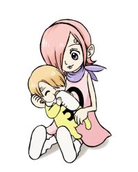 Rule 34 | 1boy, 1girl, age difference, artist request, blonde hair, brother and sister, one piece, pink hair, sanji (one piece), siblings, smile, source request, vinsmoke reiju, aged down
