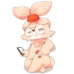 Rule 34 | artist request, rabbit, furry, glasses, red eyes, smartphone