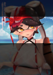 Rule 34 | + +, 1girl, alternate costume, bad id, bad pixiv id, bar censor, bare shoulders, bikini, black hair, blue sky, blurry, blurry foreground, blush, breasts, callie (splatoon), censored, cloud, collarbone, day, disembodied penis, earrings, erection, hair ribbon, half-closed eyes, highres, horizon, inkling, japanese text, jewelry, kashu (hizake), large breasts, long hair, looking to the side, mole, mole under eye, navel, nintendo, nipples, nose blush, object on head, ocean, open mouth, outdoors, partially submerged, penis, pointy ears, pool, red bikini, red ribbon, ribbon, see-through, shirt, sideboob, sitting, sky, sleeveless, sleeveless shirt, solo, solo focus, splatoon (series), stomach, sweat, swimsuit, talking, teeth, tentacle hair, tentacles, translation request, twintails, water, wet, wet clothes, white shirt, yellow eyes