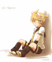 Rule 34 | 1boy, blonde hair, detached sleeves, hidacafe, izumi yuu (mee), kagamine len, male focus, solo, string, string of fate, vocaloid