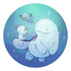 Rule 34 | :d, air bubble, bubble, closed mouth, commentary request, creature, creatures (company), evolutionary line, game freak, gen 2 pokemon, nintendo, no humans, open mouth, pokemon, pokemon (creature), quagsire, s (happycolor 329), signature, smile, toes, tongue, underwater, wooper