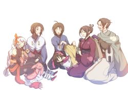 Rule 34 | 3boys, 3girls, 8t if, :3, age difference, ahoge, ainu clothes, animal ears, aquaplus, bare shoulders, beard, black dress, black eyes, blush, braid, breasts, brother and sister, brown hair, chewing gum, cloak, dress, eating, facial hair, family, father and daughter, father and son, fingerless gloves, food, from side, full body, gloves, hair between eyes, hair bun, hair over shoulder, hair ribbon, hair up, hairband, haku (utawarerumono), haru (monochrome mobius), height difference, highres, husband and wife, kneeling, lap pillow, long hair, long sleeves, looking at viewer, low-tied long hair, low ponytail, medium breasts, medium hair, mole, mole under eye, monochrome mobius, mother and daughter, mother and son, multiple boys, multiple girls, nekone (utawarerumono), off shoulder, on person, pantyhose, pashpakur, pointy ears, rabbit, rabbit ears, red eyes, red sash, ribbon, robot, sash, shoes, short hair, shunya, siblings, sidelocks, single braid, sitting, sleeping, sleeveless, small breasts, sweat, sweatdrop, torikori (utawarerumono), twintails, ukon (utawarerumono), utawarerumono, utawarerumono: futari no hakuoro, utawarerumono: itsuwari no kamen, very long hair, wavy mouth, white hair, wide sleeves