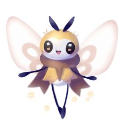 Rule 34 | :d, bug, creature, flying, full body, gen 7 pokemon, bug, no humans, open mouth, outstretched arms, pink eyes, pokemon, pokemon (creature), ribombee, simple background, smile, solo, sparkle, white background, yukimich