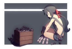Rule 34 | 1girl, constanze amalie von braunschbank-albrechtsberger, gloves, hair ribbon, hammer, highres, industrial pipe, little witch academia, overalls, ponytail, qiongsheng, ribbon, screwdriver, sitting, solo, suspenders, thighs, toolbox, tools