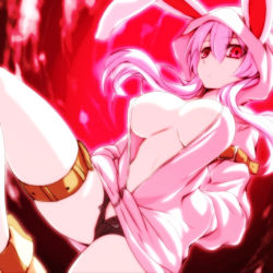 Rule 34 | 1girl, animal hood, breasts, rabbit hood, carro (watarui), center opening, closed mouth, commentary request, dutch angle, covered erect nipples, expressionless, gluteal fold, hands in pockets, hood, hoodie, large breasts, looking at viewer, midriff, no bra, original, pink theme, purple hair, red eyes, revision, short shorts, shorts, sidelocks, solo, stomach, thigh strap, watarui