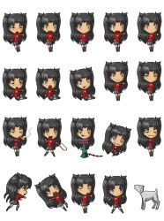Rule 34 | 00s, 1girl, chibi, chibi only, fate/stay night, fate (series), game sprite, goat, highres, sprite sheet, tohsaka rin, transparent background, turtleneck, velox