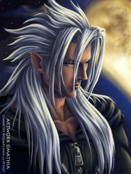 Rule 34 | 1boy, dark skin, gradient background, kingdom hearts, lowres, male focus, silver hair, solo, spiked hair, xemnas, yellow eyes