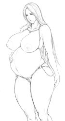 Rule 34 | 1girl, 2014, absurdres, bikini, breasts, dated, dead or alive, helena douglas, highres, huge nipples, large breasts, lia, long hair, monochrome, nude, pregnant, pubic hair, pussy, sketch, swimsuit, thick thighs, thighs, uncensored