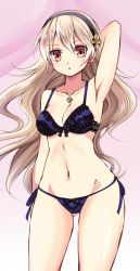 1girl bra breasts cleavage corrin_(female)_(fire_emblem) corrin_(fire_emblem) female_focus fire_emblem fire_emblem_fates hairband long_hair nintendo panties red_eyes shira_yu_ki solo underwear underwear_only