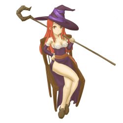 Rule 34 | breasts, chair, cleavage, dragon&#039;s crown, highres, k.o.g, sitting, sorceress (dragon&#039;s crown), staff, vanillaware, weapon