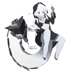 Rule 34 | 10s, 1girl, abyssal ship, backpack, bag, bare shoulders, bikini, bikini top only, convenient leg, grin, hood, hoodie, hooves, jumping, kantai collection, monochrome, monster girl, nail polish, navel, o-ring, o-ring bikini, off shoulder, open clothes, pink eyes, re-class battleship, scarf, short hair, siirakannu, simple background, smile, solo, swimsuit, tail, teeth, white hair