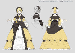 Rule 34 | 1girl, aku no musume (vocaloid), aqua eyes, back, bare shoulders, black bow, black ribbon, blonde hair, bow, brooch, detached collar, dress, dress bow, dress flower, dress ribbon, flower, frilled bow, frilled dress, frilled sleeves, frills, hair bow, hair ornament, hairclip, high ponytail, jewelry, kagamine rin, miku symphony (vocaloid), multiple views, narrow waist, official alternate costume, official art, petticoat, profile, rella, ribbon, riliane lucifen d&#039;autriche, rose, solo, swept bangs, two-tone dress, updo, vocaloid, wide sleeves, yellow dress, yellow flower, yellow gemstone, yellow rose