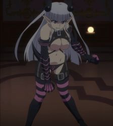 Rule 34 | 10s, 1girl, boots, breasts, female focus, highres, large breasts, long hair, naruse maria, purple eyes, screencap, shinmai maou no testament, solo, standing, stitched, thigh boots, thighhighs, third-party edit, underboob