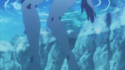 Rule 34 | 1girl, animated, animated gif, anime screenshot, ass, from behind, from below, nude, onsen, partially submerged, screencap, solo, sounan desuka?, underwater, water