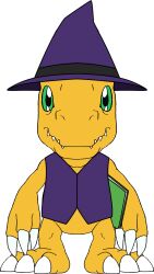 Rule 34 | agumon, claws, digimon, digimon (creature), digimon dreamers, green eyes, hat, highres, reptile, solo