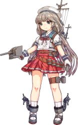 Rule 34 | 1girl, acea4, adapted turret, blue sailor collar, brown hair, cannon, full body, green eyes, gun, hat, hip vent, kantai collection, long hair, low twintails, machinery, mikura (kancolle), official art, panties, pleated skirt, puffy short sleeves, puffy sleeves, red skirt, sailor collar, sailor hat, school uniform, serafuku, short sleeves, skirt, socks, solo, transparent background, turret, twintails, underwear, weapon, white hat, white panties, white socks