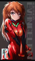 Rule 34 | 1girl, bad id, bad pixiv id, blue eyes, bodysuit, breasts, copyright name, crossed arms, curvy, highres, interface headset, looking at viewer, medium breasts, neon genesis evangelion, orange hair, pilot suit, plugsuit, red bodysuit, rudo (rudorudo0917), shiny clothes, skin tight, solo, souryuu asuka langley